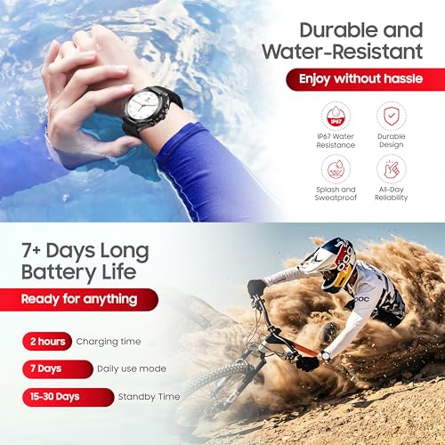 Image of Swiss Military DOM6 Smartwatch 1.43 inch AMOLED, Bluetooth Calling, Multi Language, Health & Sports Tracking, Wireless Charging, 7 Days Battery, IP67, iOS /Android Compatible, Black Frame with Black Strap