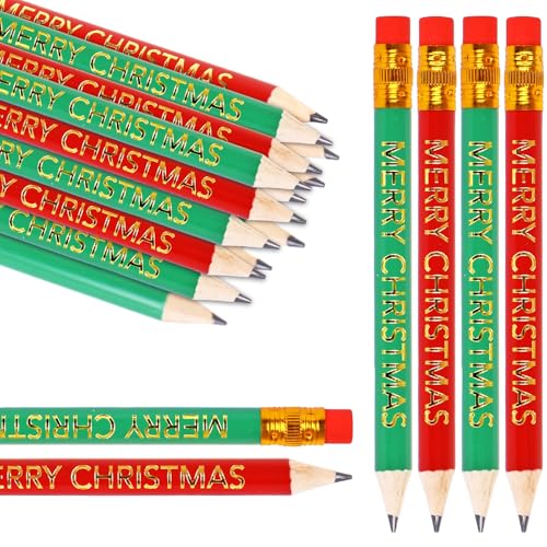 Whaline 50 Pcs Lápices Cortos Navideños con Goma miniatura 1