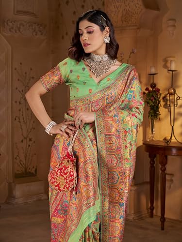 Image of SGF11 Women's Kanjivaram Pure Soft Silk Saree With Unstitched Blouse Piece