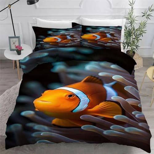 Parure de Lit 160x200 Corail Petit Poisson pour Chambre Parentale Zen