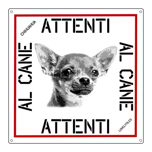 Cartello 'Attenti Al Cane' Maremmano - In Metallo, Dimensioni 15x20 Cm, Per Esterni