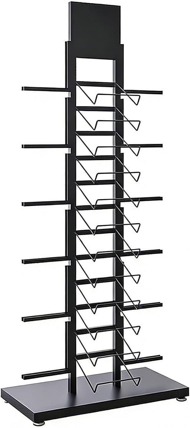 XAZLBIW 12-Tier Metal Tile Sample Display Stand Heavy-Duty Flooring Holder for Retail Stone Quartz Marble SlabRack Matte Black (3x7in/10x20cm)