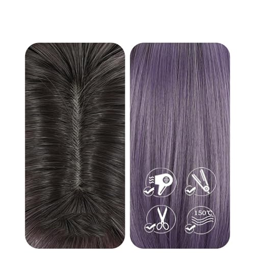 Perruque violette courte droite pour masquer les cheveux fins avec une coupe naturelle - 3