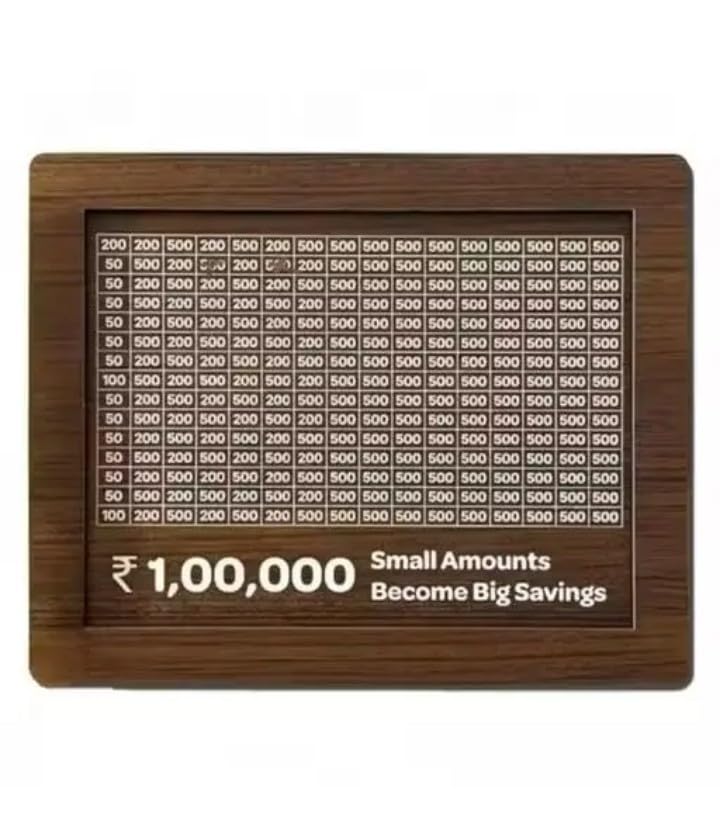 CHITRANSHA-Enterprises_CE Handicraft - 1,00,000 Savings Challenge Wooden Money Frame | Money Saving Box with Tracker | Motivational Piggy Bank for Home & Office-CE_2107-image-0