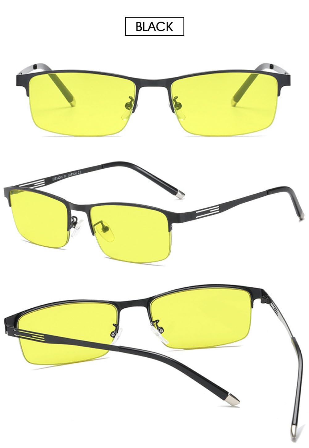 VEVESMUNDO Nachtsichtbrille Selbsttönende Getönte Metall Rechteckig Sonnenbrille Nachtfahrbrille Autofahrbrille für Autofahrer Herren