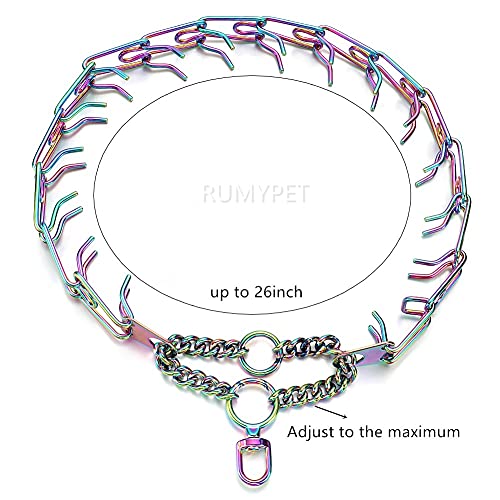 Rumypet Dog Prong Collar Silver/Gold/Black/Multi-Colored Stainless Steel Metal Dog Chain Pinch Collar Walking Training For Small Medium Large Dogs Adjustable 12-26Inch Easily.(Multi-Color) #TOP1