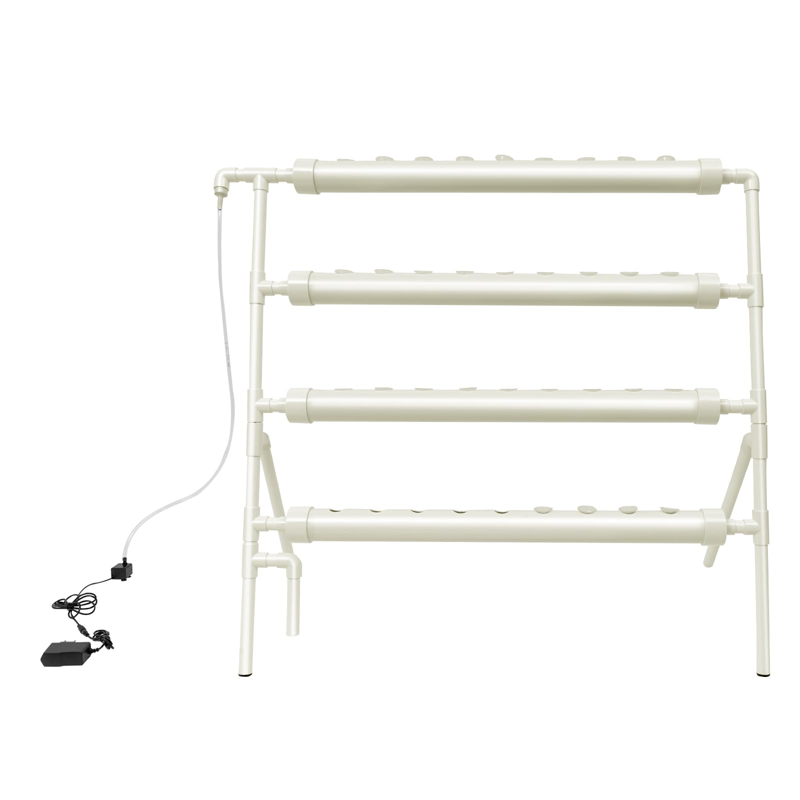 Système Hydroponique 36 Trous 4 Couches PVC, Kit de Culture avec Pompe à Eau 200L/H