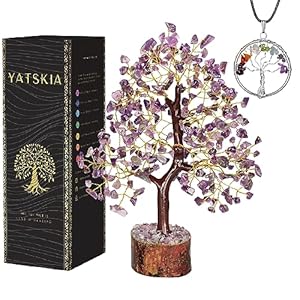 28cm Amethyst Lebensbaum, Lila Heilstein mit Gold-Draht, Feng Shui | Edelstein-Baum