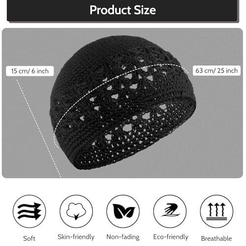 Image of Boyiee Kufi Hat for Men Muslim Knit Kufi Cap Crochet Beanie Skull Beanie African Hat for Men Women