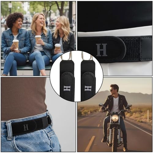 Image of 2 Pcs Buckleless Belt Hook Tactical Metal Hook Elastic Belt Unisex Buckle-Less Invisible Waist Belts for Work And Edc