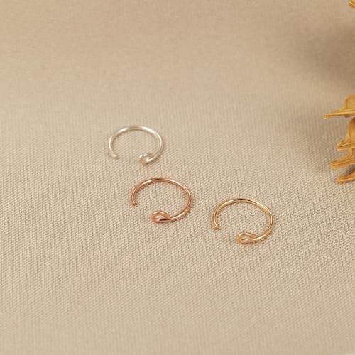 Set of 3 - Fake Clip On Nose Ring Hoop for Women - No Piercing Needed Nose Cuff - 22 Gauge - 7mm - Faux Nose Septum Ring - Gold, Sterling Silver, Rose Gold - 22g3