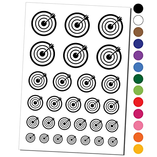 Archery Target Bullseye Water-Resistant Temporary Tattoo Set
