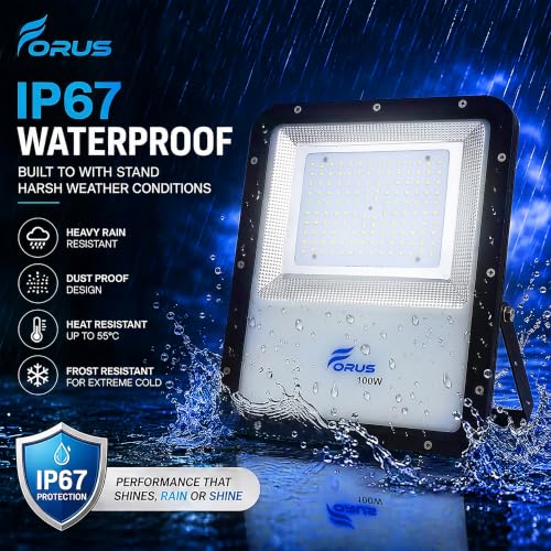 Image of Forus 100W Blue Color Flood Light Outdoor LED Waterproof Decorative Focus Lamp for Home Garden Events Security Terrace Landscape Pathway Building Festival Stage Party Celebration Lighting - 1 Pc