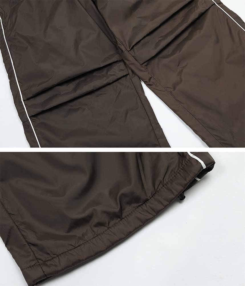 ORANDESIGNE Damen Parachute Hosen Y2k Hosen Baggy Cargohose Fallschirmhose Teenager Y2K Weites Bein Track Pants Vintage Baggy Hosen für Frauen 90er Streetwear Freizeithose Sweathose