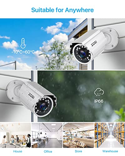Zosi 4 Pack 2.0Mp 1080P Hd-Tvi Security Cameras,Outdoor Indoor,80Ft Night Vision,1920Tvl,Weatherproof Surveillance Cctv Bullet Camera For 720P/1080N/1080P/5Mp/4K Hd-Tvi Ahd Cvi Analog Dvr Systems #TOP4