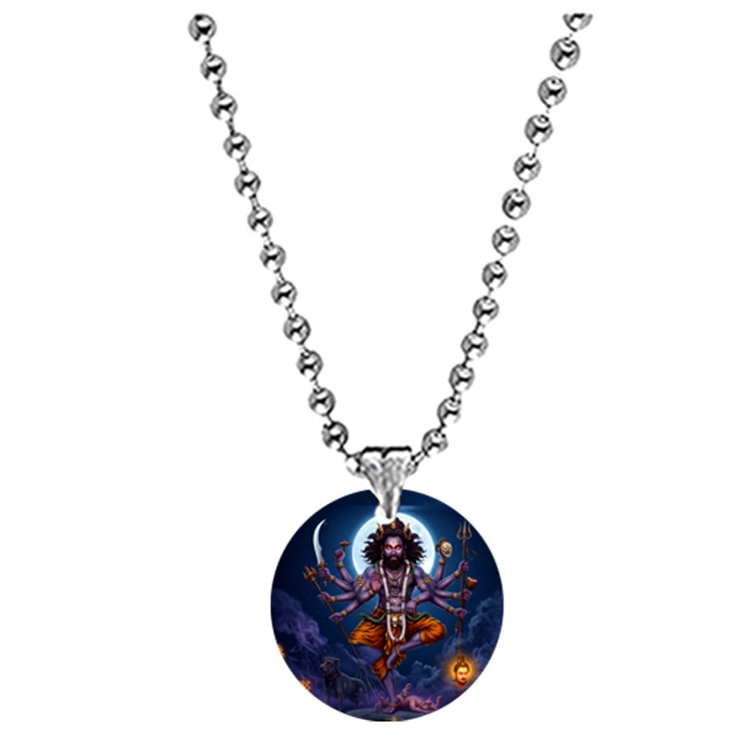 Abhiora FashionHindu Lord Kaal Bhairav Bead Chain Purple Acrylic Pendant for Men Women-image-27