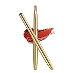 Rownyeon Travel Retractable Lip Brush Applicators Flat for Lipstick Gloss Creams Portable with Cap, Professional Makeup Brush for Women Girls As Christmas Gift and Halloween Makeup Tools