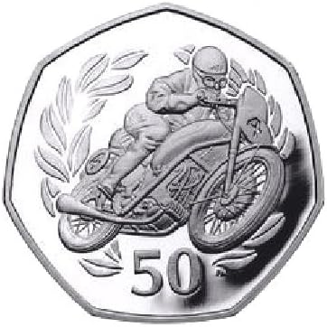 Isle of Man 1999 Tourist Trophy Race TT Race 50p Robert Les Graham Brilliant Uncirculated Coin