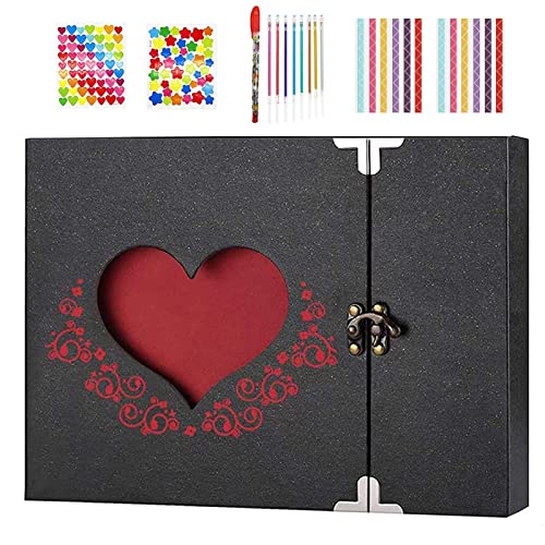 Hyaugx Scrapbook Album - Diy Couple Memory Book With I Love You, 30 Refillable Blank Black Pages With 4Pcs Photo Corners Sticker And Pens, Valentine's Day Gift For Women Men Boyfriend Girlfriend #TOP20