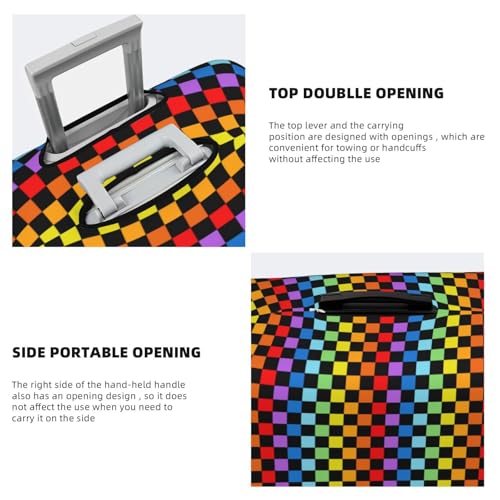 Luggage Cover Protector - Rainbow Chequerboard Print Suitcase Covers for Luggage Fit 22-24 Inch Suitcase4