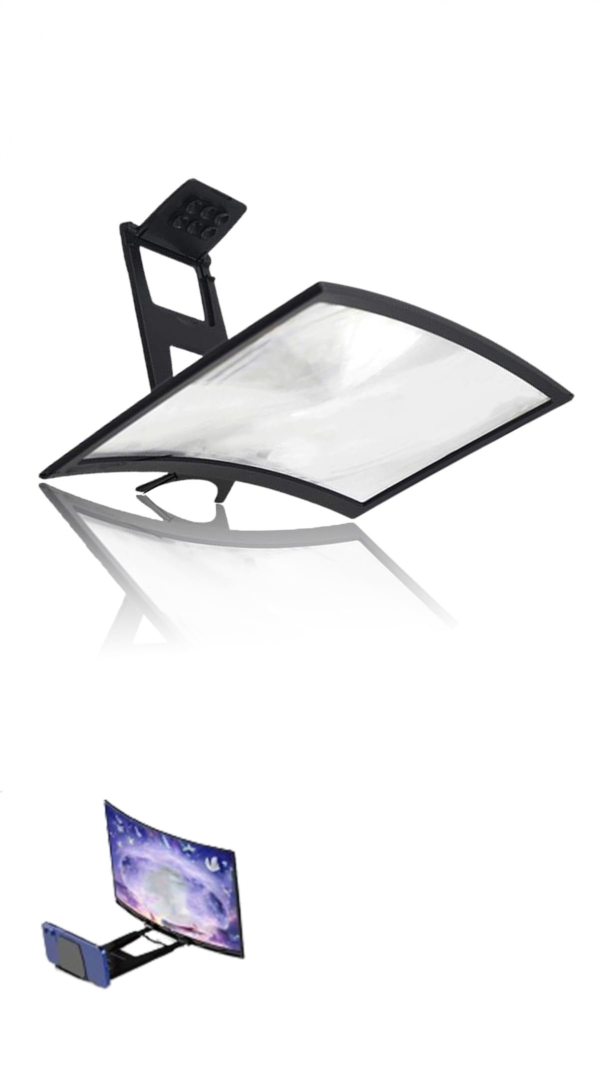 12 in 3D Phone Screen Enlarger, Curved HD Magnifier for Mobile, Foldable Cinema Gaming Video Viewer