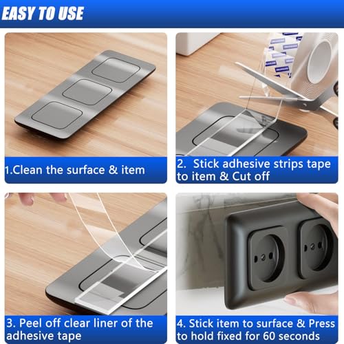 Image of Multipurpose Double Sided Nano Tape Heavy Duty - Strong Adhesive Silicone Gel Tape, Heat Resistant, Removable, Washable & Reusable Anti-Slip Multi-Functional Grip