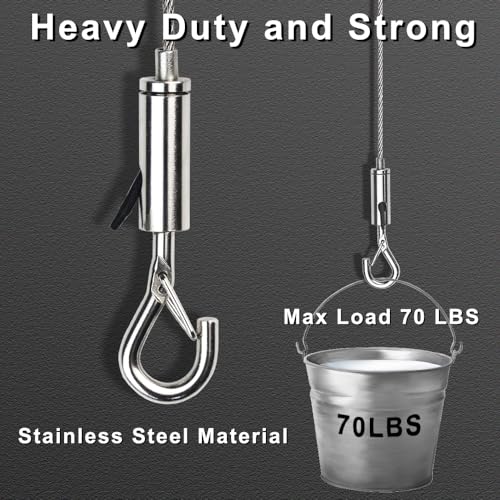 Image of Picture Hanging Wire, Anchors Lag Bolts Kit for Adjustable Heavy Curtain Mirror Hold Up to 70 lbs