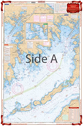 Waterproof Charts, Standard Navigation, 61 Narragansett and Buzzards Bay, Easy-to-Read, Large Print, Waterproof Paper, Tear Resistant, Printed on Two Sides, 2 Charts in 1, NOAA Charts
