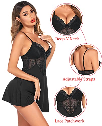 Avidlove Womens Nightgowns Sexy Sleepwear Chemise Lingerie Slip Dress Lace Nighty2