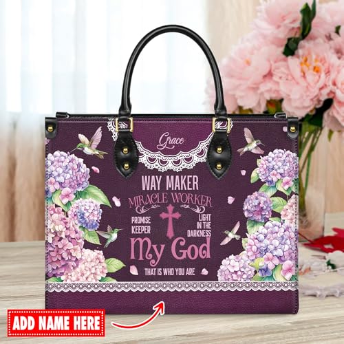 Personalized Leather Handbag for Women, Custom Name Church Bag, Christian Gifts, Christmas Gifts for God Lovers2