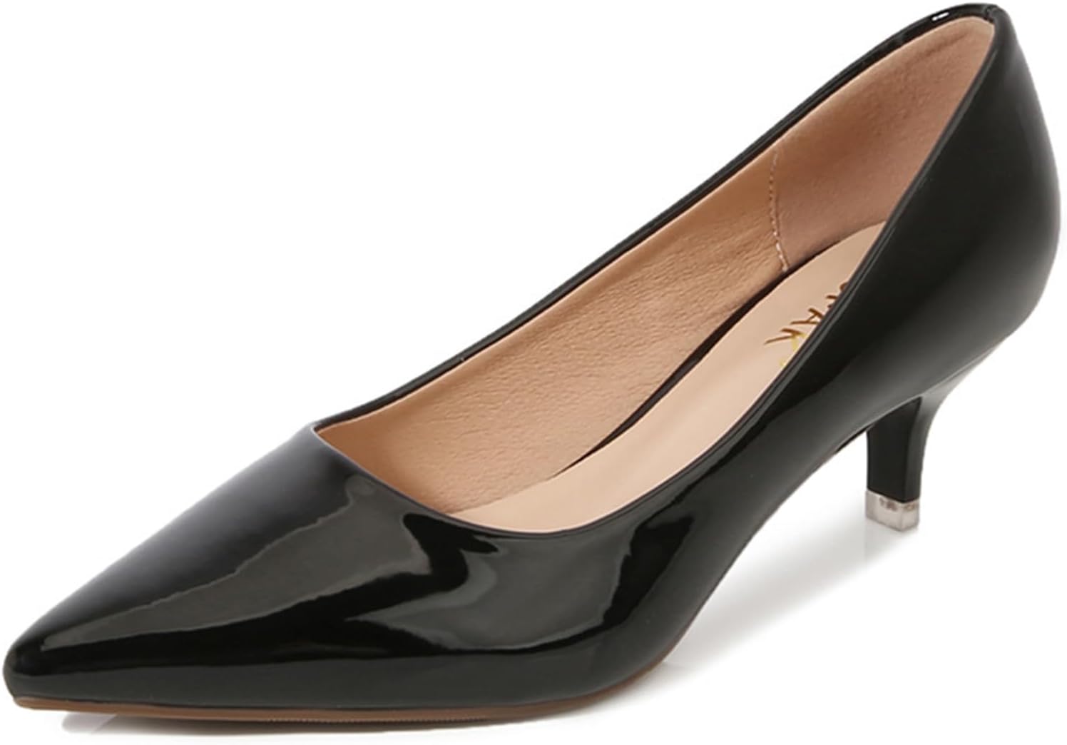 DADAWEN Women's Dress Shoes Comfortable Low Heels Closed Pointed Toe Kitten Heel Pumps for Party Wedding Work Office Business