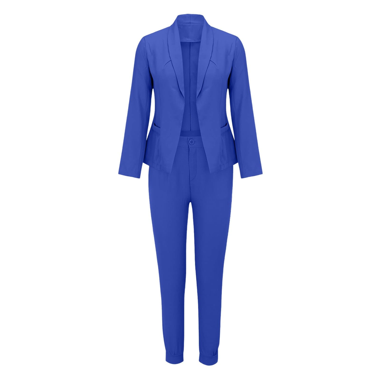 HEONSATI Tuta Oversize Donna Completo Ufficio Aperto Davanti Colletto Eleganti Complete da Lavoro Casual Curvy Set Due Pezzi Giacche E Pantaloni Tailleur da Cocktail con Bottoni per Matrimoni E Feste