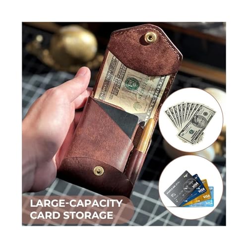 Slim and simple men's wallet, multifunctional small wallet with built-in pen slot suitable for daily commuting business travel(Brown-2pcs)2