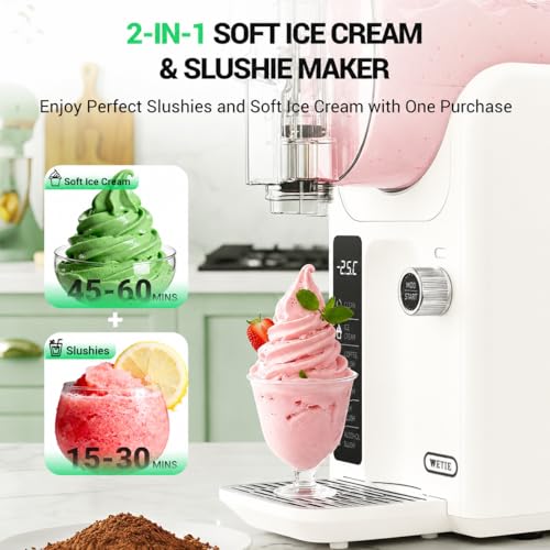 Image of WETIE Slushie Machine, 82oz Slushy Machine for Home with Adjustable Temperature, LED Display, 6 Presets Frozen Drink Maker for Ice Cream, Smoothie, Frappes, Margarita, Milkshake, Auto-Clean