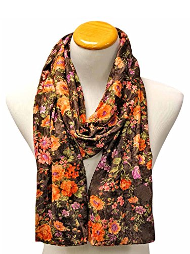 Luxury Divas Vintage Floral Print Velvet Winter Scarf2