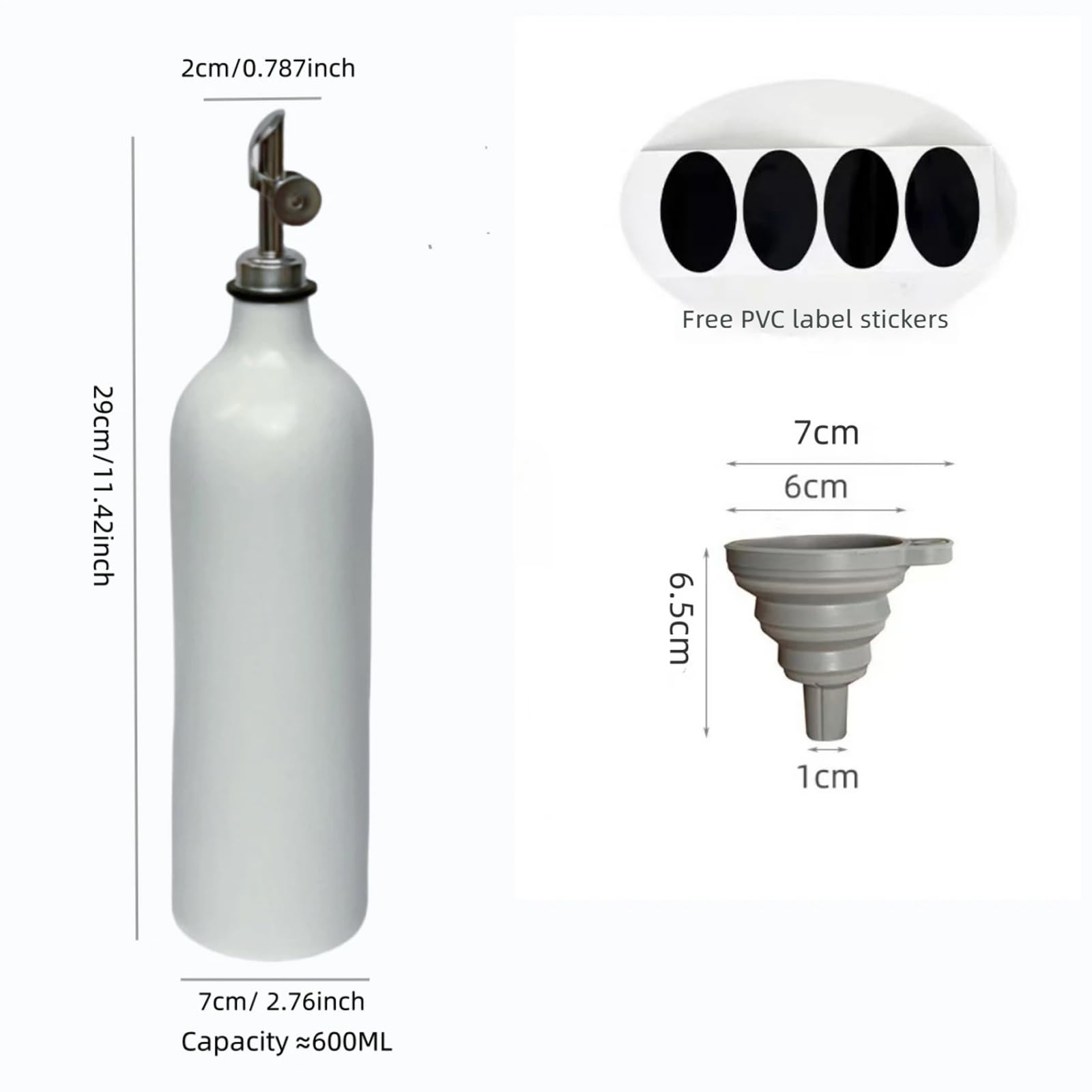 Dispenser per olio in ceramica premium con beccuccio in acciaio inossidabile antiruggine, ideale per aceto e condimenti liquidi, bottiglia per olio a flusso antiruggine