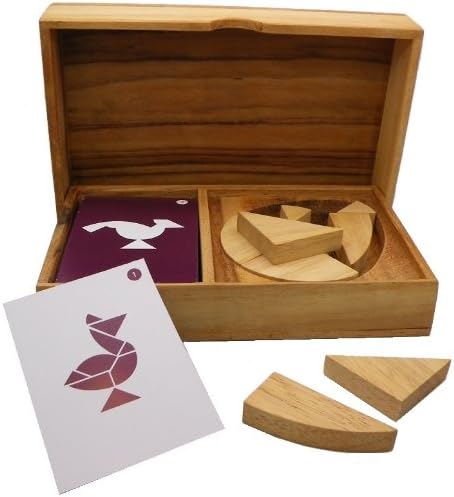 Winshare Puzzles and Games Logic Egg Tangram Set with play Cards Wooden