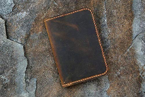 Vintage minimalist real leather case cover for mini composition notebook 4.5 x 3.25" / Refillable minimal leather pocket size notebook A705S2