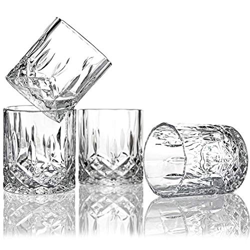 Image of Luxury Crystal Whiskey Glasses Set of 2 - 300ml, Heavy Base Old Fashioned Tumblers for Bourbon, Scotch, Whiskey & Cocktails (2, Dukati)