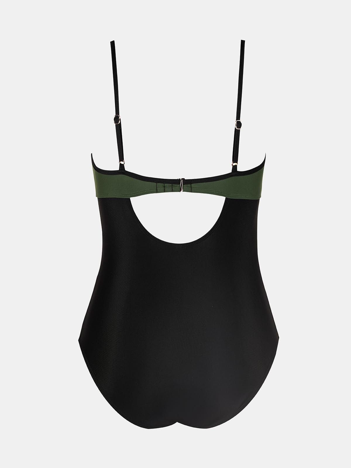 CUPSHE Damen Badeanzug U Ausschnitt Sheer Netzstoff Bauchweg Raffung Zierausschnitt Einteilige Bademode Swimsuit