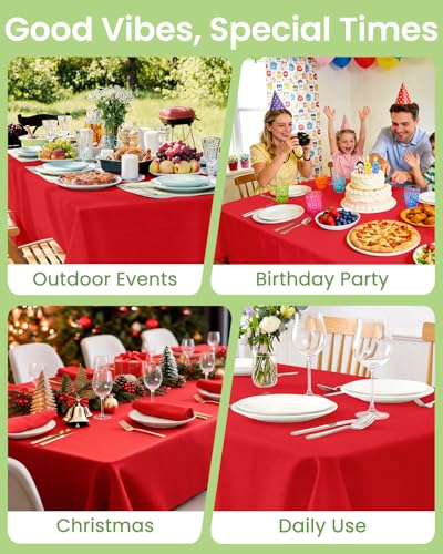 Image of LANLISA 4 Pack Red Plastic Table Cloth Disposable, 54 x 108 Inch