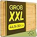 Produktbild Schneidebrett aus Holz Groß XXL - Mit Saftrille - Beidseitig benutzbar - Holzbrett aus Bambus - Massiv