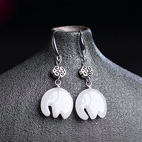 Pendientes de plata 925 hipoalergénicos con jade blanco que no pesan 4