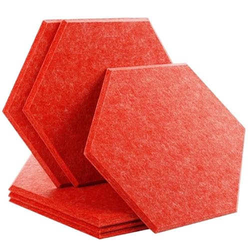 Panneaux muraux insonorisants hexagonaux rouge 6 pièces 1.2cm