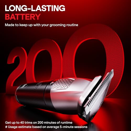 Image of boAt Slazer K100+ Full Body Trimmer for Men, 200 Min Run-Time, Stainless Steel + Ceramic, IPX6, Beard, Body, Nose, Type C, MultiGroomer, Battery Display & Travel Lock, All-in-one (Ninja Black)