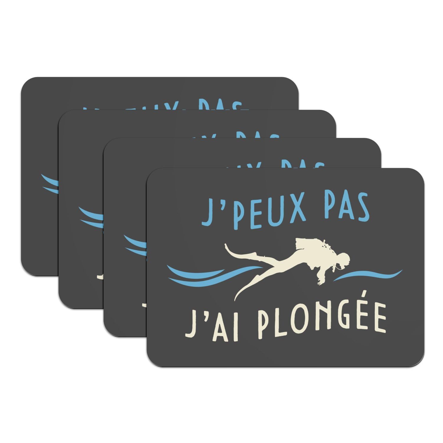 Grand set de table j'peux pas j'ai plongée dessous en caoutchouc noir pour repas en terrasse