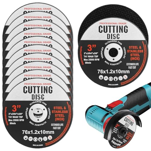 12 Piezas 76mm Disco de Láminas con Plato Abrasivo Negro, Discos de Corte para Madera y Metal, Discos de Molienda de Corte de Metal, Discos de Cortes de Acero Inoxidable para Cortar Metals