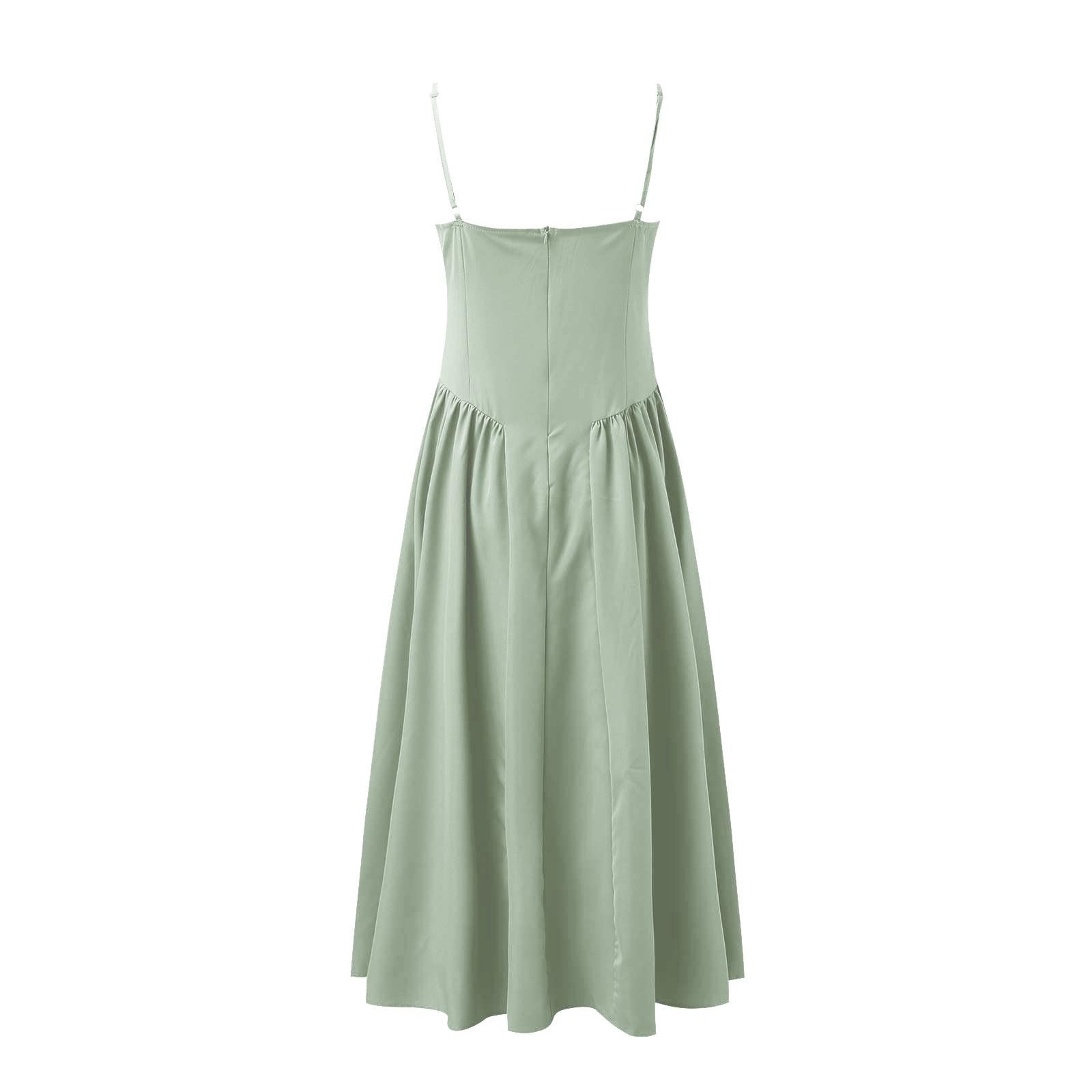 Vestido largo de verano sin mangas de las mujeres sin espalda espalda una línea vestido de vendaje