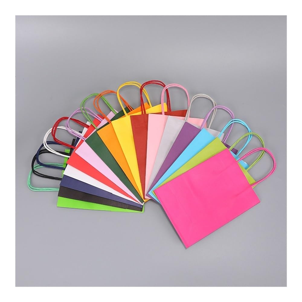 UYFRD Bunte Papiertüten, Geschenktüten für Urlaub, Party, Schmuck, Einkaufstaschen, Weihnachten, Valentinstag, Hochzeitsgeschenke (weiß, 25 Stück, 21 x 11 x 27 cm)