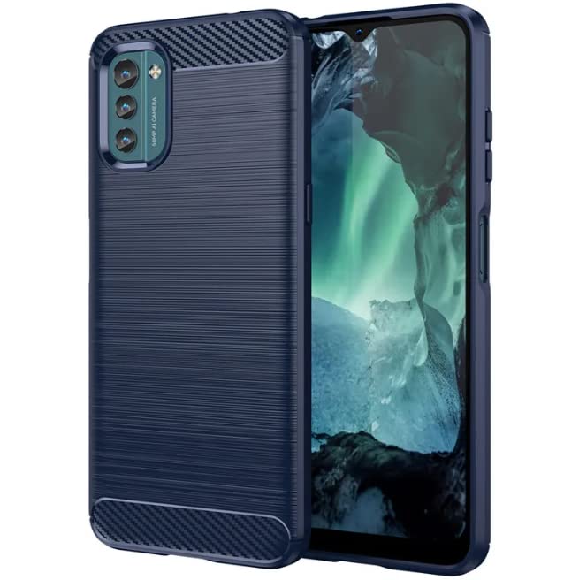 Image of NPRC Hybrid Ultra Slim Protective Case TPU Non-Slip Carbon Fiber Texture Shockproof Case Cover for Nokia G21 - Blue